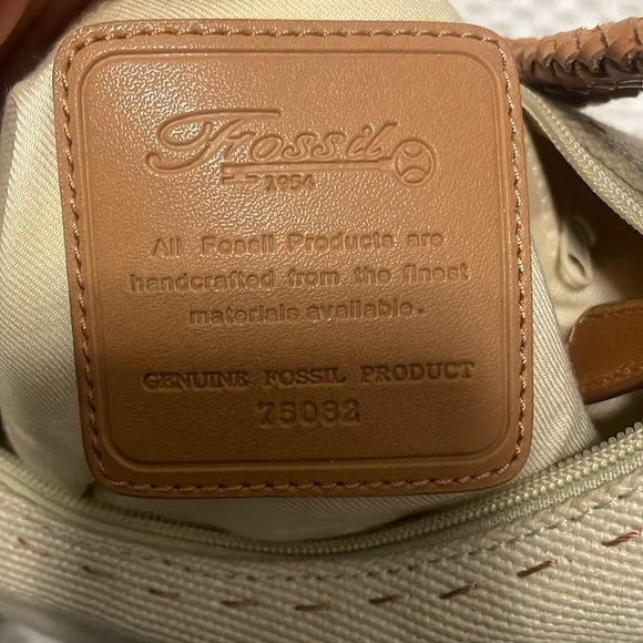 Fossil Vintage Canvas Hobo Handbag with Braided Leather Handle - Picture 9 of 15